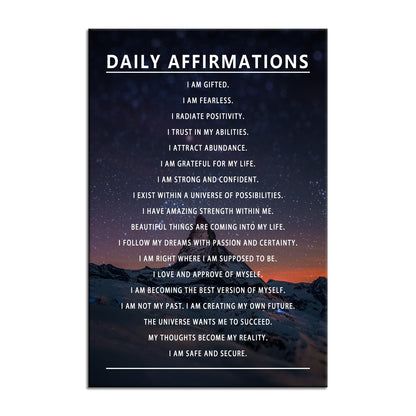 Daily Affirmations Motivational Canvas Wall Art Inspirational Poster Prints Artwork for Office Living Room Modern Home Decor Painting Pictures Stretched and Framed Ready to Hang [12''Wx 18''H]