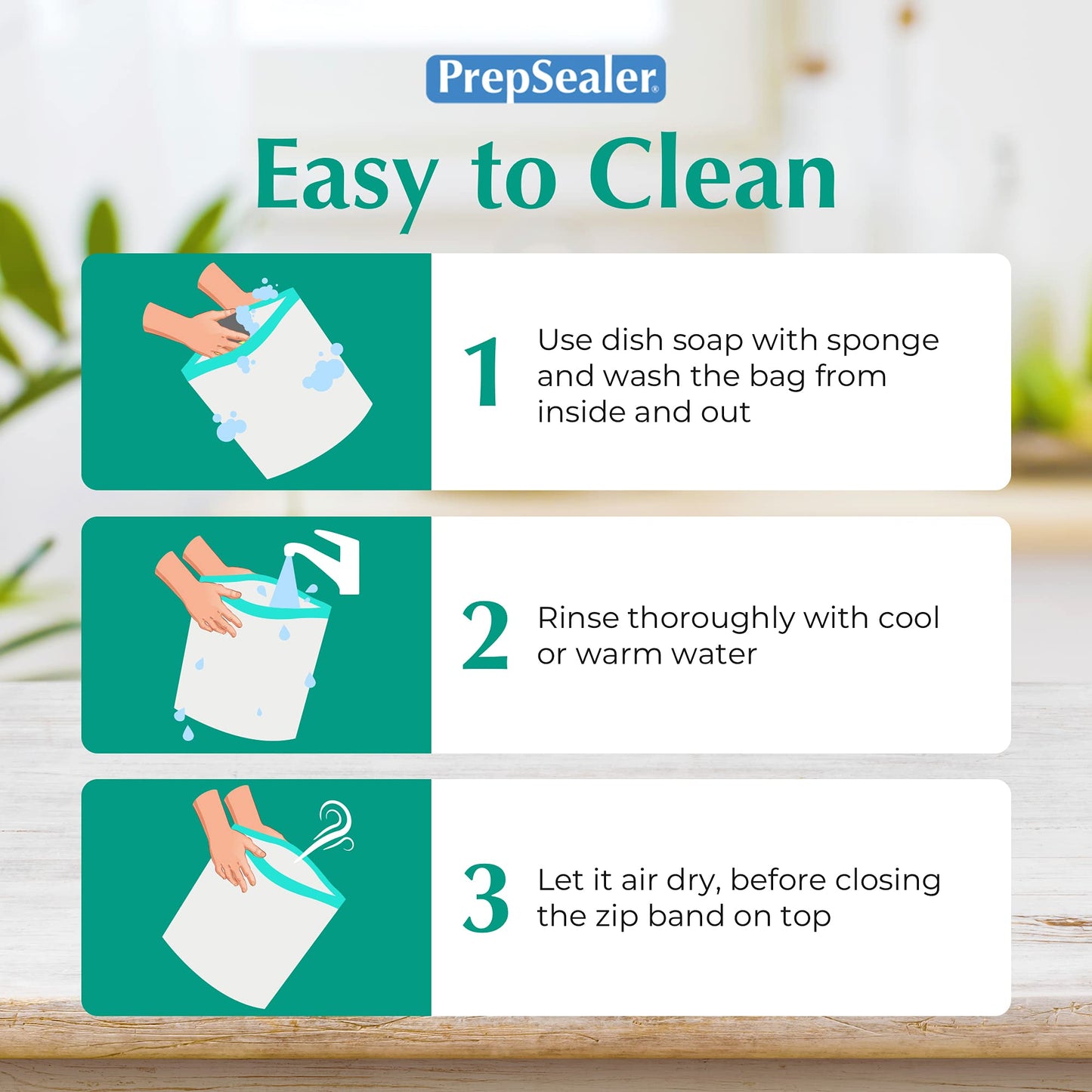 PrepSealer Reusable Food Storage Bags – Keep Fruits, Veggies & Meats Fresh Longer -10 Pieces (3 S, 3 M, 4 L)