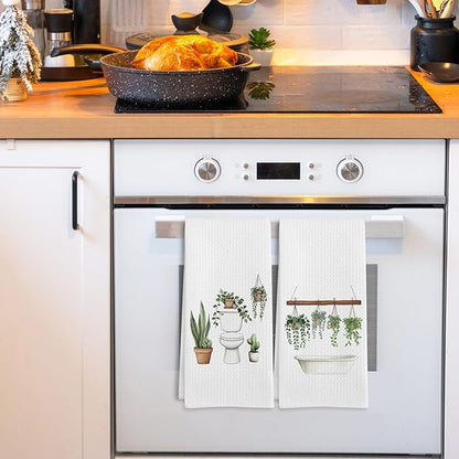 Sage Green Botanical Hand Towels