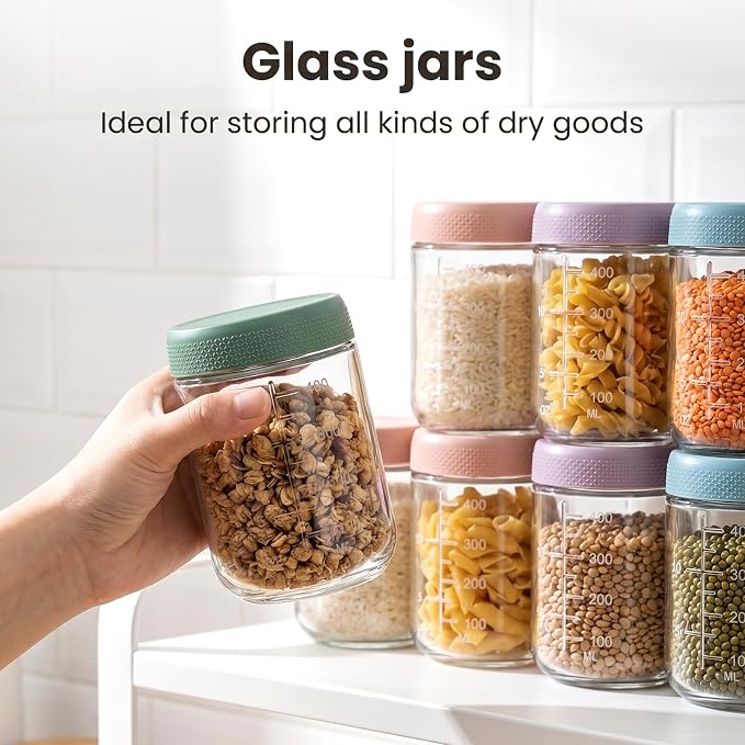 16 oz Glass Jars with Lids,12 Pack Overnight Oats Containers with lids,Small Glass Containers with Lids for Homemade Jams, Sauces, Food Jar for Smoothies, Yogurt,Spice,Desserts, and even DIY Crafts