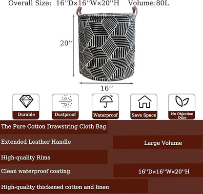 Waterproof Laundry Hamper Collapsible Laundry Basket Leather Handle Laundry Bag