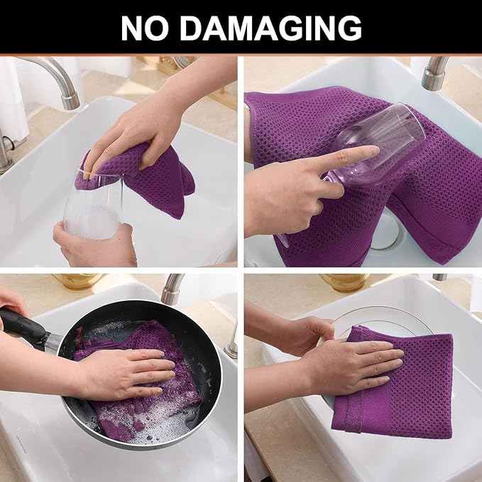 Homaxy Kitchen Towels and Dishcloths Set, 12 x 12 and 13 x 28 Inches, Super