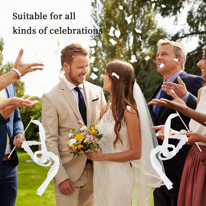 Trutob 30 Pcs Wedding Wand, White Ribbon Sticks, Wedding Streamers, Lace Ribbon Streamers, Wedding Exit Items, Send Off Wands, Props Sticks with Bells for Wedding Party Celebration Favors