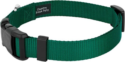 Country Brook Petz - Everyday Nylon Dog Collar and Leash - 10+ Cool Colors (3/8 Inch, 3XS, Green)