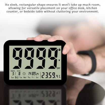 Countables 9999 Days Countdown Clock - Reusable Count Down Timer - Large Display LCD Digital Timer - Visual Countdown Clock and Calendar for Retirement, Wedding, Birthday, Holiday & More (Black)