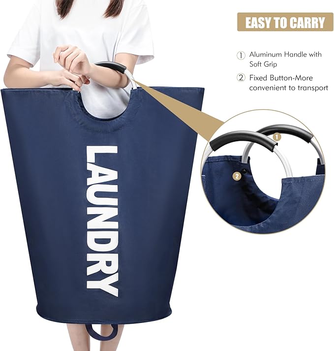 90L Large Laundry Basket, Freestanding Tall Clothes Hamper, Collapsible Laundry