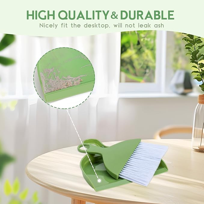THINKLEARN 2PCS Small Broom and Dustpan Set, Mini Dust Pan and Brush, Hand Whisk