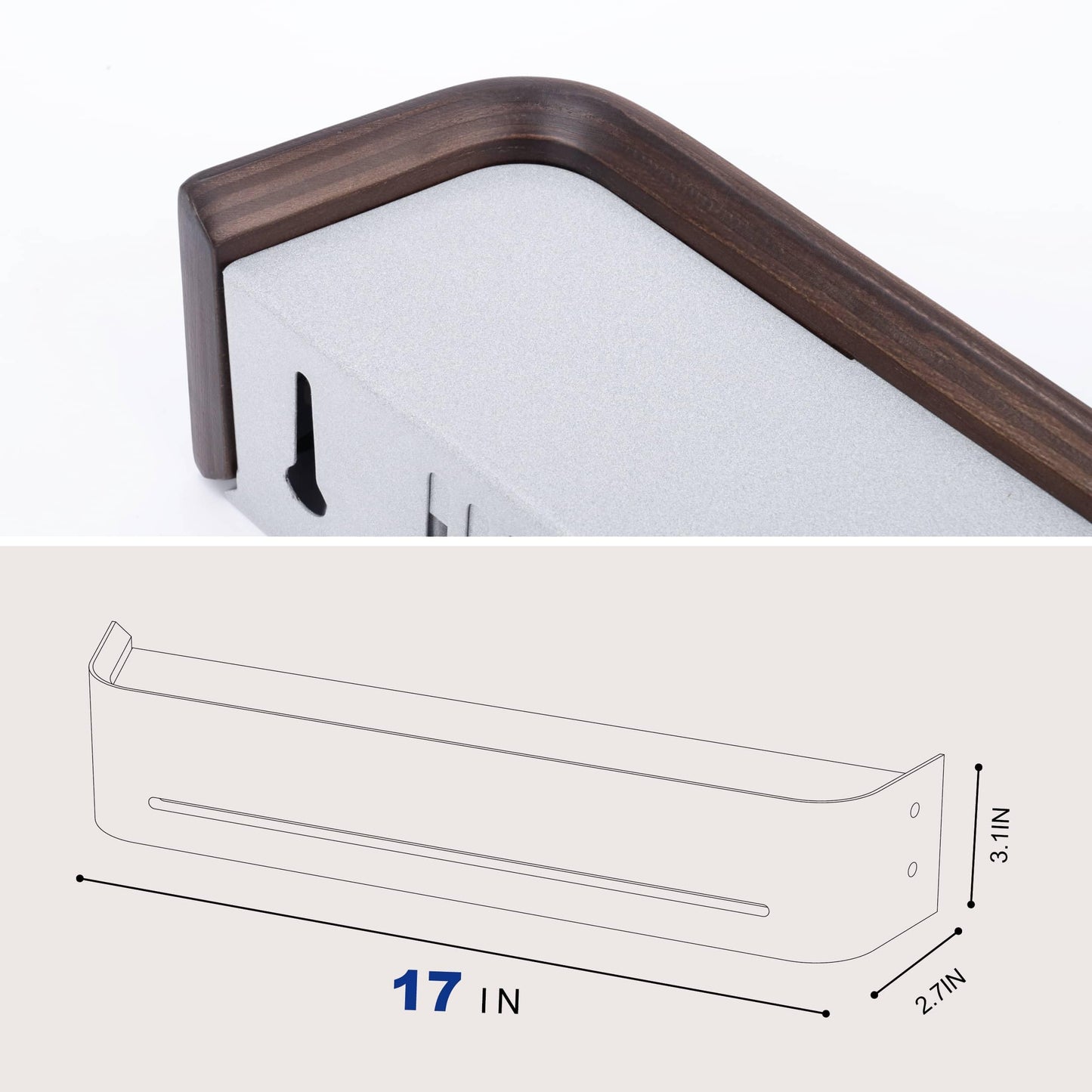 GEMAPOCO® Key Holder Wall Mount with 5 Retractable Hooks,17-Inch Finland-Designed Key Hanger with Shelf, Modern Coat Rack Wall Mount,Minimalist Space-Saving Entryway & Hallway Furniture - Walnut Brown