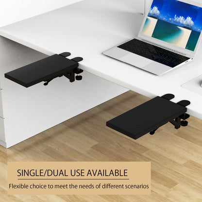Sisyphy Ergonomics Desk Extender Tray, 11.8x5.9" Punch-Free Clamp on, Foldable Keyboard Drawer Tray, Table Mount Arm Wrist Rest Shelf, Computer Elbow Arm Support