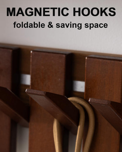BLHOVNO Wooden Coat Rack Wall Mount with Shelf, Heavy Duty Entryway Organizer with 8 Hooks,Coat Hooks Hanger for Coats, Hats, Bags & Towels, Walnut Wall Hanger for Hallway, Bedroom, Kitchen (8 Hooks)