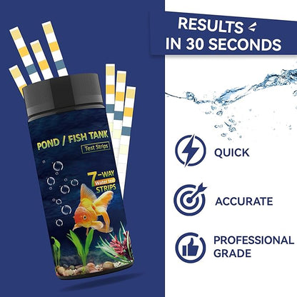 Aquarium Test Kits(100 Strips)-7 in 1 Fish Tank Water Freshwater&Saltwater Quality Test with pH, Carbonate, Alkalinity, Hardness, Chlorine, Nitrite, Nitrate