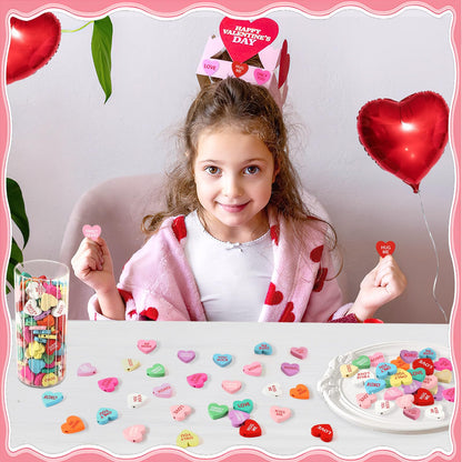 UPINS 300Pcs Conversation Heart Beads,Valentine's Day Wooden Heart Beads for Bracelets Garland Ornaments Craft Necklace Jewelry Making DIY Party Decor