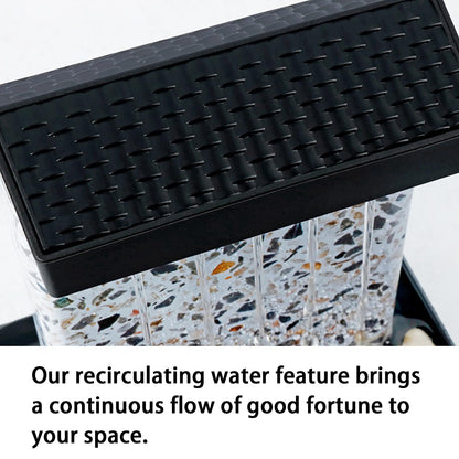 RWOORA Mini Tabletop Water Fountain with LED Light & Powerful Pump – USB Powered Desktop Decor for Home, Office, and Tea Room