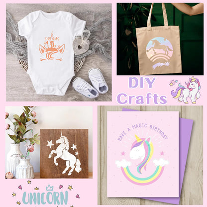 LanMa 18 Pieces Unicorn Drawing Stencils for Girls,Plastic Unicorn Stencils Templates for Painting, DIY Crafts, Art Projects
