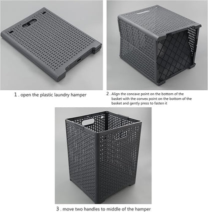 Kekow 1-Pack 42 L Plastic Collapsible Laundry Basket