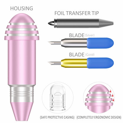 2 Pack Cutting Blades + Housing & Foil Transfer Kit for Cricut Joy/Joy2/Xtra，Cut a Wide Variety of Materials. Foil Transfer Tool Makes it easyto Embellish Insert Cards