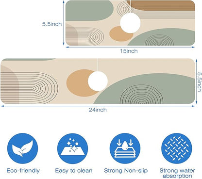 Abstract Minimalistic Geometric Kitchen Sink Splash Guard Mat Absorbent Fast