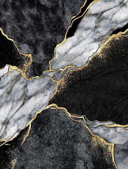 Modern Aesthetic Grey Black Gold Marble Abstract Area Rug 5x7 Non-Shedding Soft Rug for Livingroom Bedroom Diningroom Indoor Office Kitchen Floor Carpet