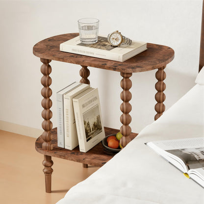 2-Tier Side Table, Small End Table with Storage Shelf for Small Spaces, Modern Bedside Tables for Living Room, Bedroom, Corners, and Office (Rustic Brown, 11.81 inch)