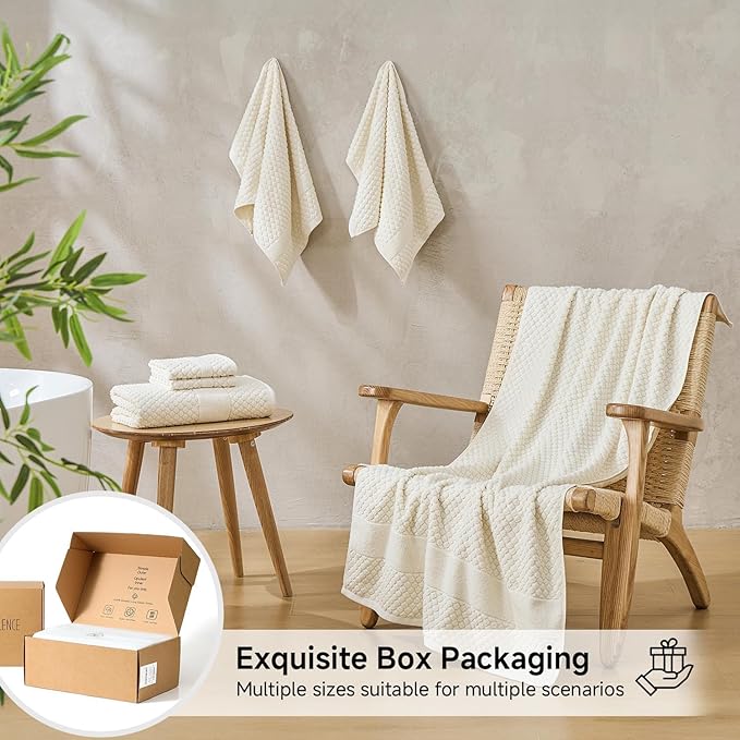 Simple&Opulence 6 Piece Luxury Towel Set, 100% Cotton Bathroom Towels