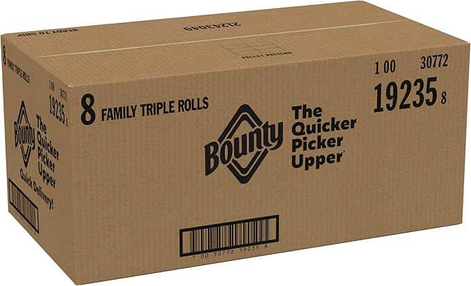 Bounty Quick-Size Paper Towels, 8 Family Triple Rolls = 27 Regular Rolls
