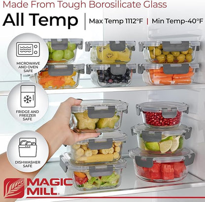 Magic Mill Premium Borosilicate Glass Food Storage Containers