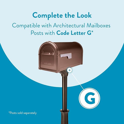 Architectural Mailboxes Hillsborough Post Mount Mailbox, Copper, Large | Galvanized steel build for outside with rust-resistant powder-coat finish and a magnetic door closure. USPS approved.