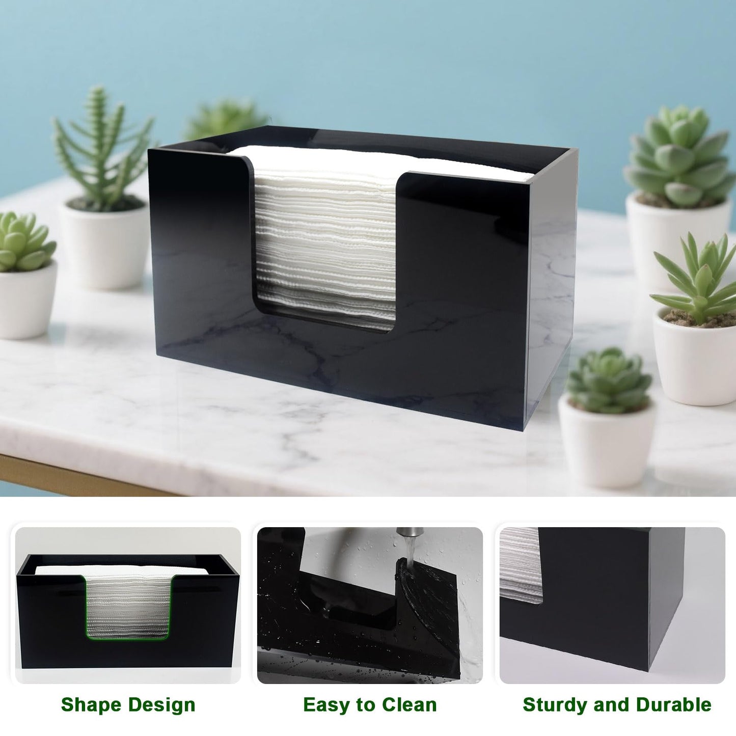 Paper Towel Holder Countertop, Black Acrylic Bathroom Napkin Holder, 1 Pack