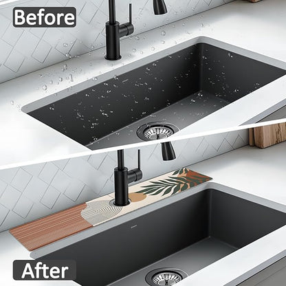 24" X 5.5" Kitchen Sink Splash Guard Faucet Mat Boho Super Absorbent Fast