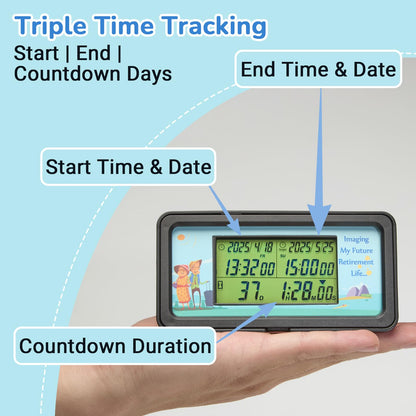 AIMILAR 1999 Days Countdown Timer - Digital Countdown Clock for Retirement & Events with Backlight, Alarm Functuon, Dual Time Display, Customizable Cards