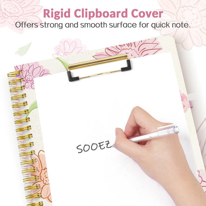Sooez Clipboard Folio with Refillable Notepad, Folder with 10 Storage Pockets for Letter Size, Spiral Clipboard Notebook, Cute Portfolio for School, Office & Nursing