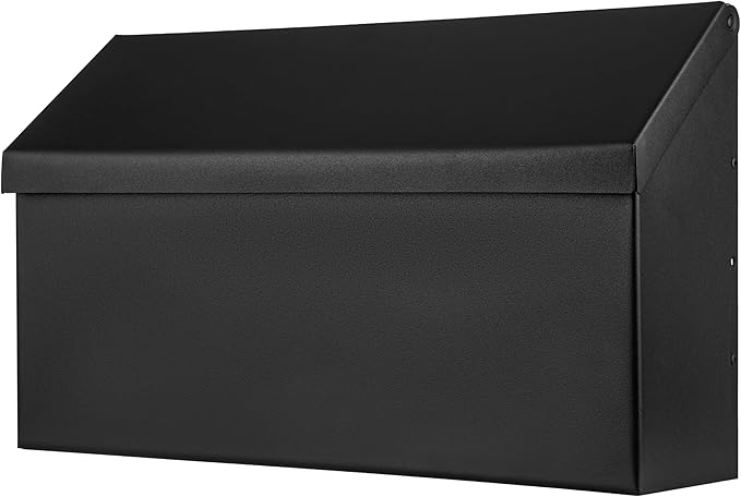 Architectural Mailboxes Harmonist Steel Wall Mount Mailbox, Textured Black | Galvanized steel build for outside with weather-resistant outdoor construction and a rust-resistant powder-coat finish.