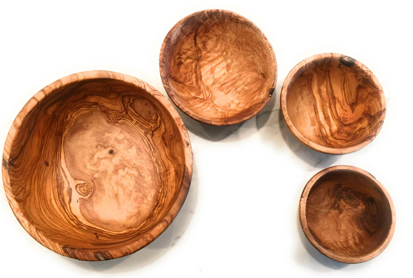 ORCHARD HARDWOODS 8" Artisan Olive Wood Serving Bowl Wooden Farmhouse Décor Bowl for Fruit, Salads, Snacks, Dips, Keys, Potpourri. In Small 6", Med 7", Lg 8", XL 11", XXL 12". (Large 8 inch)