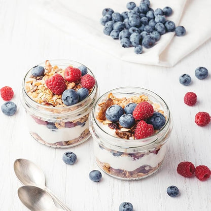 SHOWIN Overnight Oats Containers with Lids, 10oz Glass Jars with Lids 2 pcs, Apricot, Wide Mouth Mason jars for Salad, Yogurt, Snacks, Meal Prep