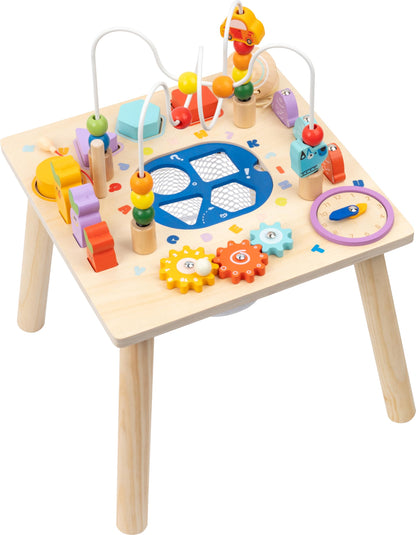SJSYCSE Baby Activity Table for 1 Year Old, Wooden Sensory Table Activity Center with Bead Maze with Shape Sorter Fishing Game, 8 in 1 Learning Toys for Baby 12+ Months Boys Girls Gifts