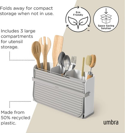 Umbra Sling Compact Dish Rack for Drying Dishes, Cutlery and More, Folds Away for Compact Storage