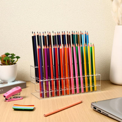 Luxshiny Pen Holder Storage Box 9.44X4.13X3.54In Desktop Organizer with Multi-Slot Design for Pens Pencils Makeup Brushes Crayons Office School Desk Accessories