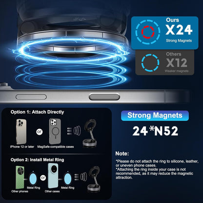 2026 Upgraded Magnetic Car Phone Mount — 70-Pound Ultra-Strong Vacuum Suction Cup, 360° Rotation, Suitable for Cars/Gyms/Mirrors/Smooth Surfaces, Compatible with iPhone, Android, and All Smartphones