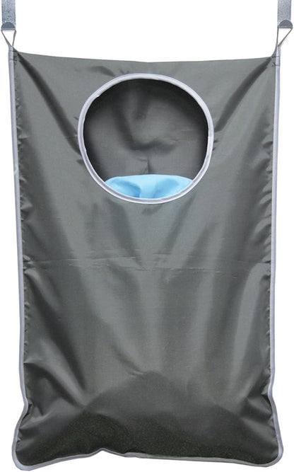 Oxford Fabric Space Saving Door-Hanging Laundry Hamper Bag + 2 Stainless Steel