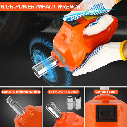 E-HEELP Electric Car Jack Kit 5Ton 12V Hydraulic Car Jack Lift (Lifting Range: 6.1~20.86 inch) with Electric Impact Wrench for SUV MPV Sedan Truck Change Tires Garage Repair