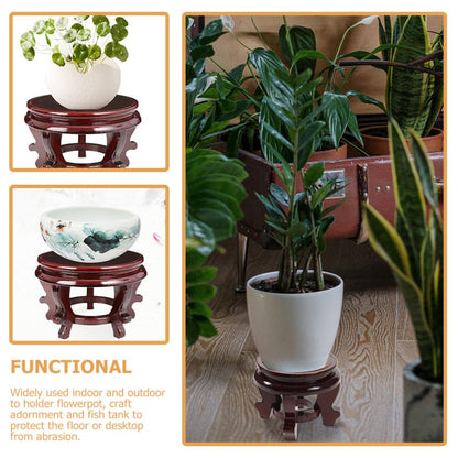 Vaguelly Wooden Plant Stand 6.3 Inch Indoor Flower Pot Holder Oriental Display Base for Succulents Vase Fishbowl Riser