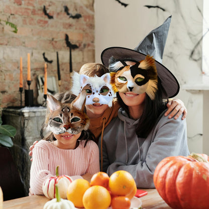 B BBPM Therian Mask Kit Cat Fox Masks with Fur & Eye Mesh and Felt Sheet 4PCS Furry Animal Mask to Paint Arts Crafts Gear Diy for Halloween, Cosplay,Masquerade Therian Accessory