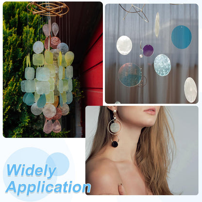 uxcell 50Pcs 50mm Round Capiz Sea Shells, Round Natural Capiz Shells Discs Charm with Hole for Seashell Wind Chimes Curtain Home Decoration, Black
