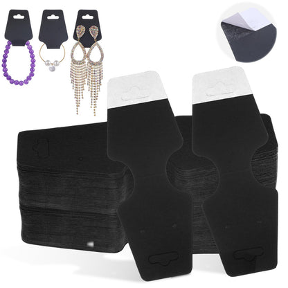 800 Pcs Necklace Display Cards Adhesive Jewelry Packaging Card Paper Keychain Display Card Hanging Bracelet Holder for Choker Earring Hairband Displaying Small Business Supplies (Black)