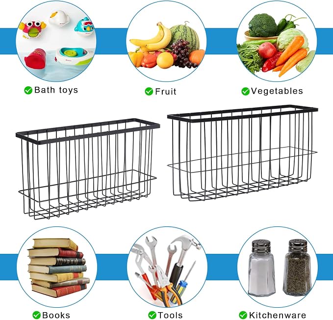 2 Pack Magnetic Aluminum Foil and Plastic Wrap Organizer,Wall Mounted Cabinet Door Organizer,Kitchen Pantry Organizers and Storage,Wrapping Paper Shelf for Sandwich, Freezer, Ziplock Bag, Black
