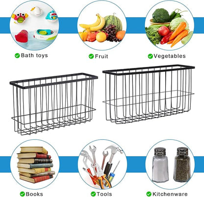 2 Pack Magnetic Aluminum Foil and Plastic Wrap Organizer,Wall Mounted Cabinet Door Organizer,Kitchen Pantry Organizers and Storage,Wrapping Paper Shelf for Sandwich, Freezer, Ziplock Bag, Black