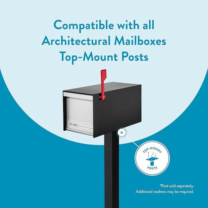 Architectural Mailboxes MailMax Post Mount Mailbox, Black, Large | Modern galvanized steel and aluminum build with rust-resistant powder-coat finish and a magnetic door closure. USPS approved.