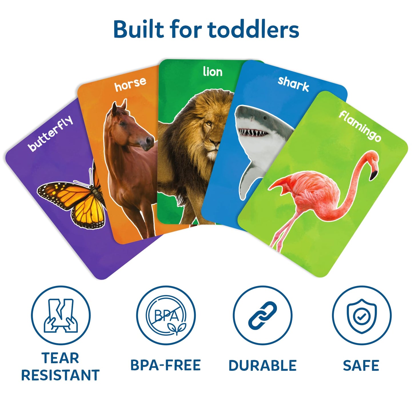 Skillmatics Thick Flash Cards for Toddlers - First 100 Animals, Montessori Toys, Preschool Learning Activities, Learning Aids, Gifts for Kids Ages 1, 2, 3, 4 Years