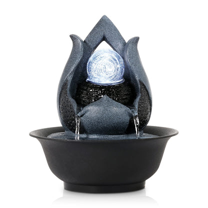 WICHEMI Tabletop Fountain Warer Fountains Indoor Waterfall Fountain Indoor Relaxing Water Feature Meditation Fountains with LED Light for Home Office Bedroom Decor (Style 12)