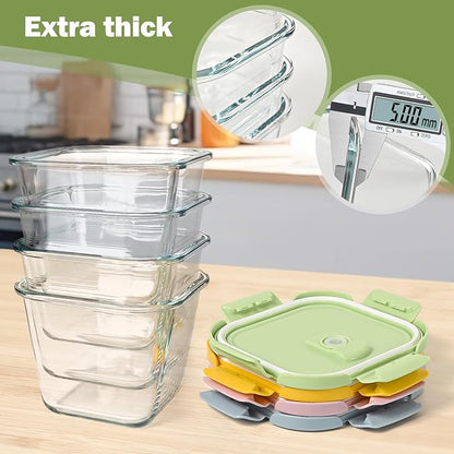 Glass Soup Containers with lids 4 Cup, 32 oz Glass Storage Containers, Tall